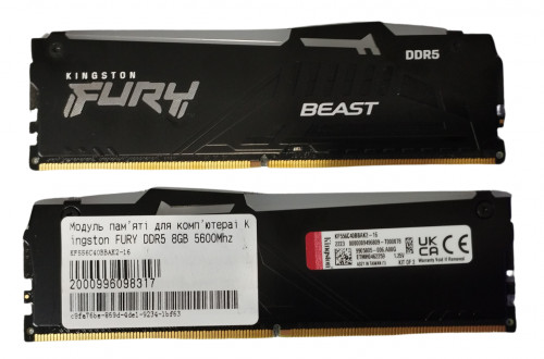 Модуль пам'яті для комп'ютера Kingston FURY BEAST RGB DDR5 8GB 5600Mhz (KF556C40BBAK2-16)