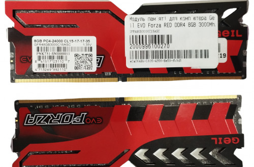 Модуль пам'яті для комп'ютера Geil EVO Forza RED DDR4 8GB 3000Mhz (GFR48GB3000C15ASC)