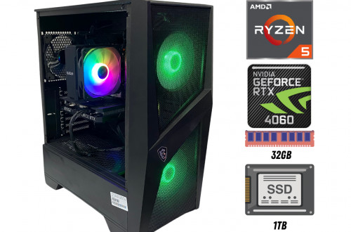 Ігровий комп'ютер V-Comp №133 (Ryzen 5 5600/DDR4 32GB/SSD 1TB/RTX 4060 8GB) (V-Comp №133)